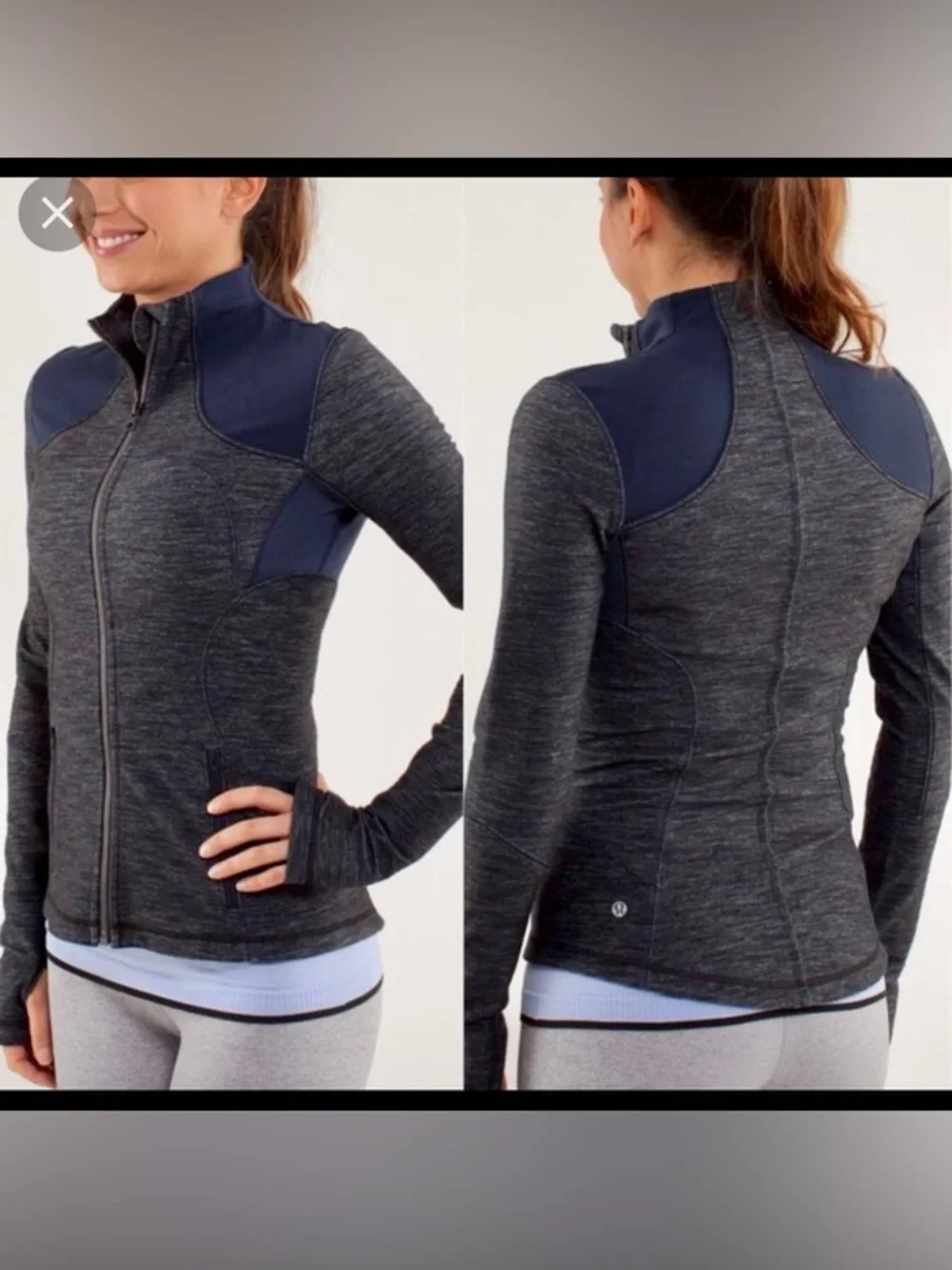 Lululemon Forme Jacket Reversible Slub Denim Inkwell size 2 luon material